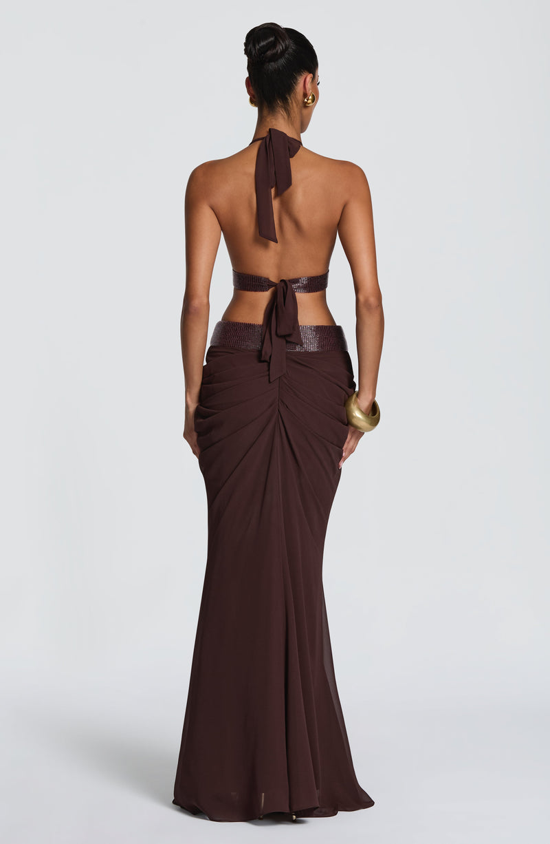 Sofía™ - Vestido Largo de Chifón Ciruela