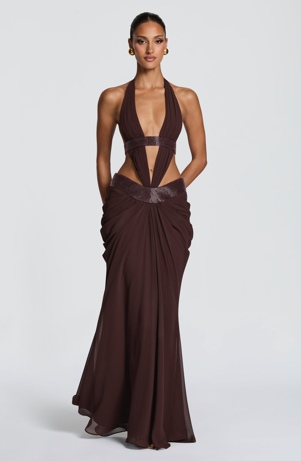 Sofía™ - Vestido Largo de Chifón Ciruela