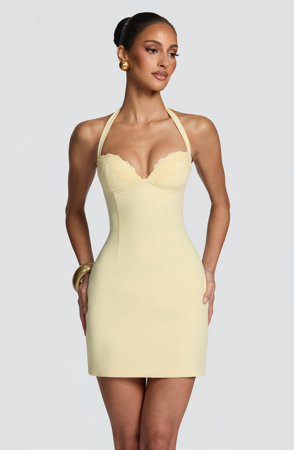 Celia™ - Vestido Corto con Encaje Limón