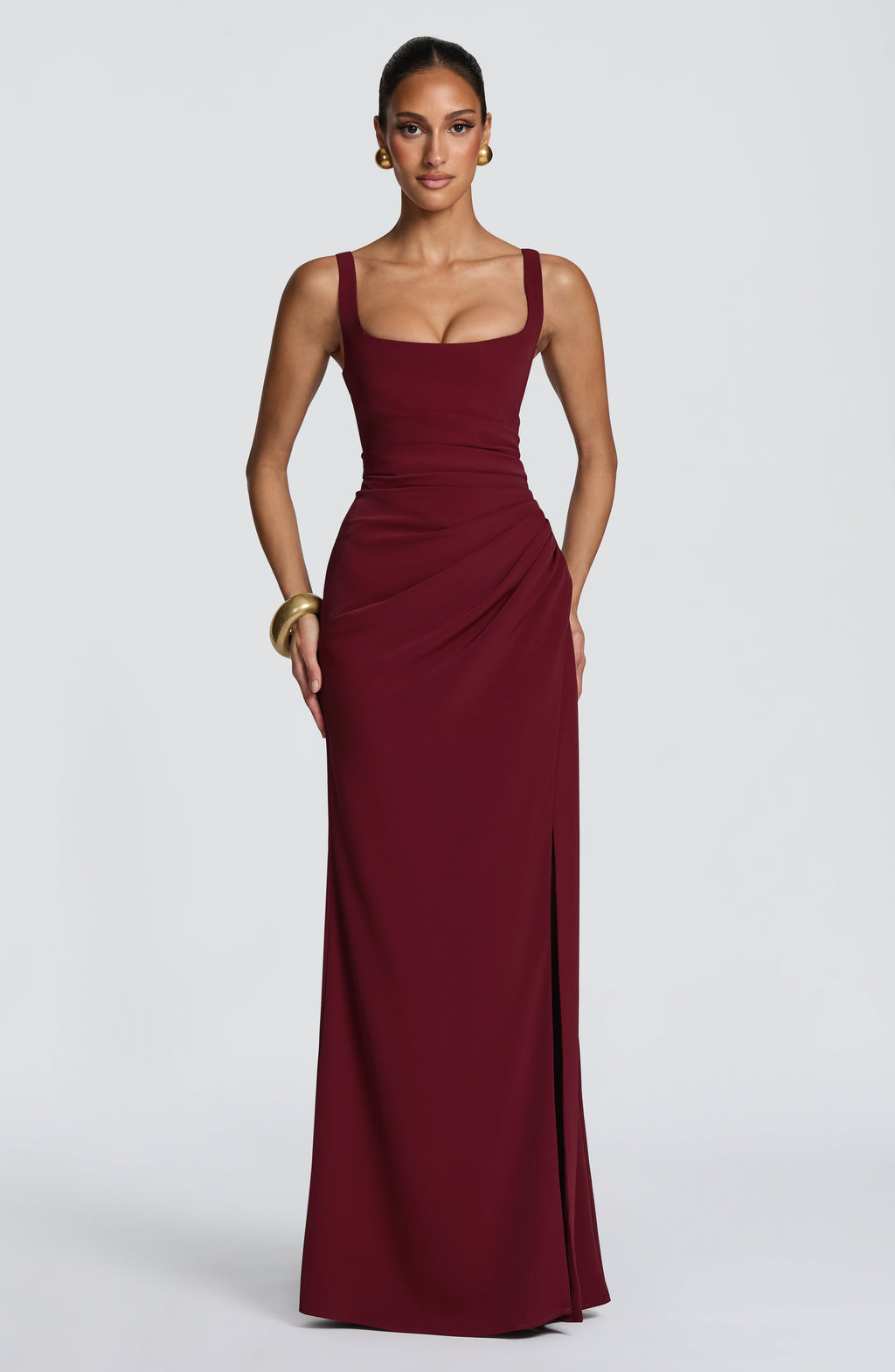 Lucía™ - Vestido Largo Cruzado Cereza