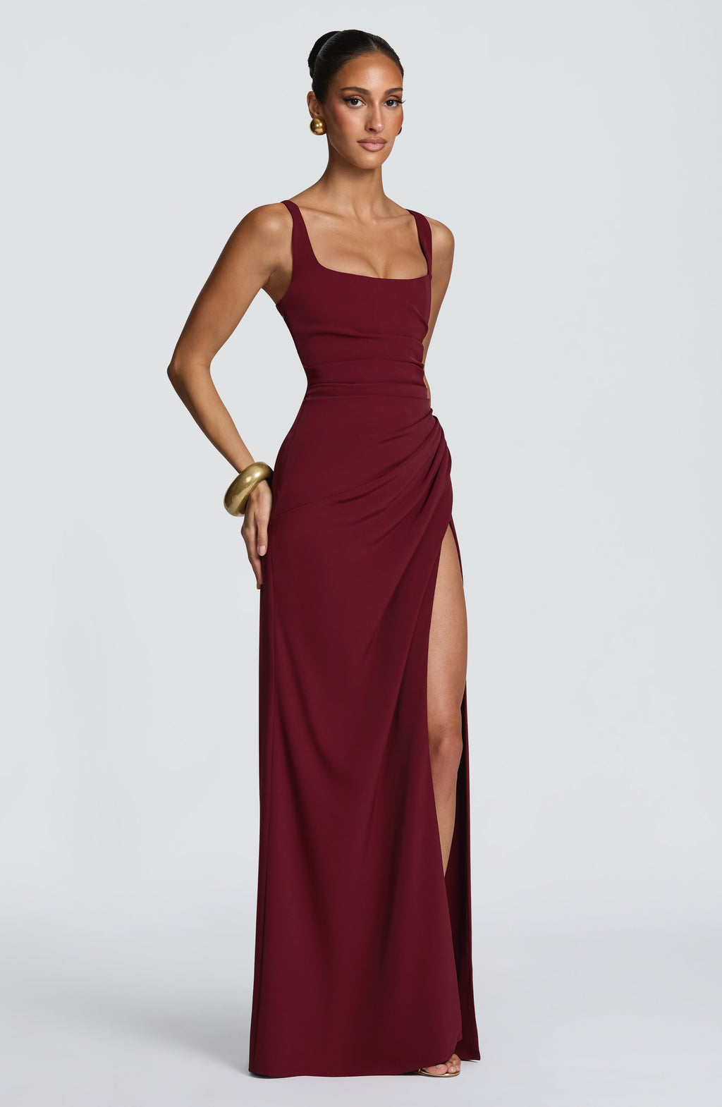 Lucía™ - Vestido Largo Cruzado Cereza