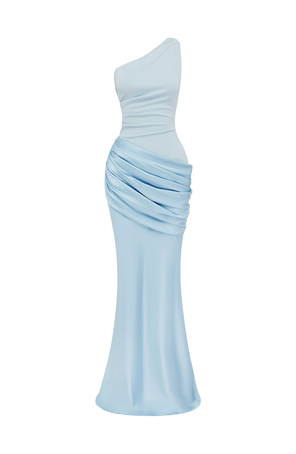 Sabina™ - Vestido Largo de Satén Azul Glaciar
