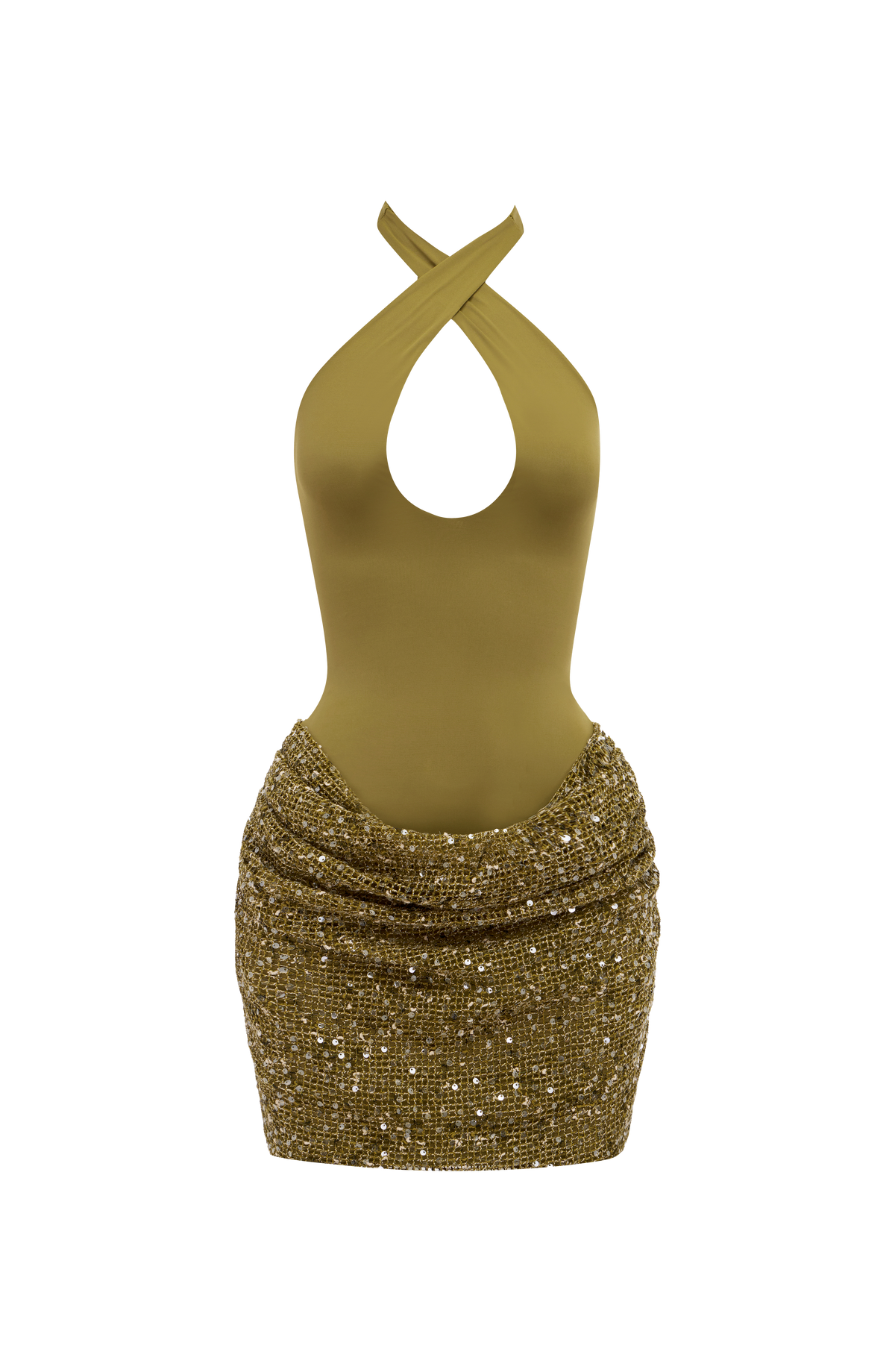 Andrea™ - Vestido Corto de Lentejuelas Oliva