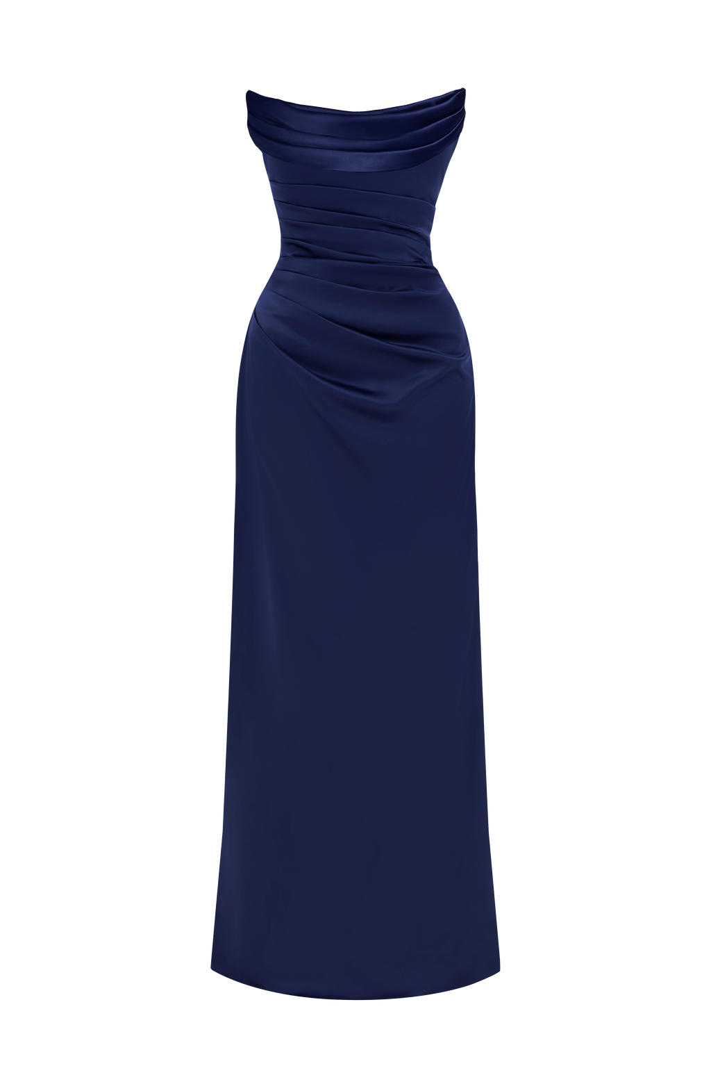 Vega™ - Vestido Largo de Satén Azul Marino