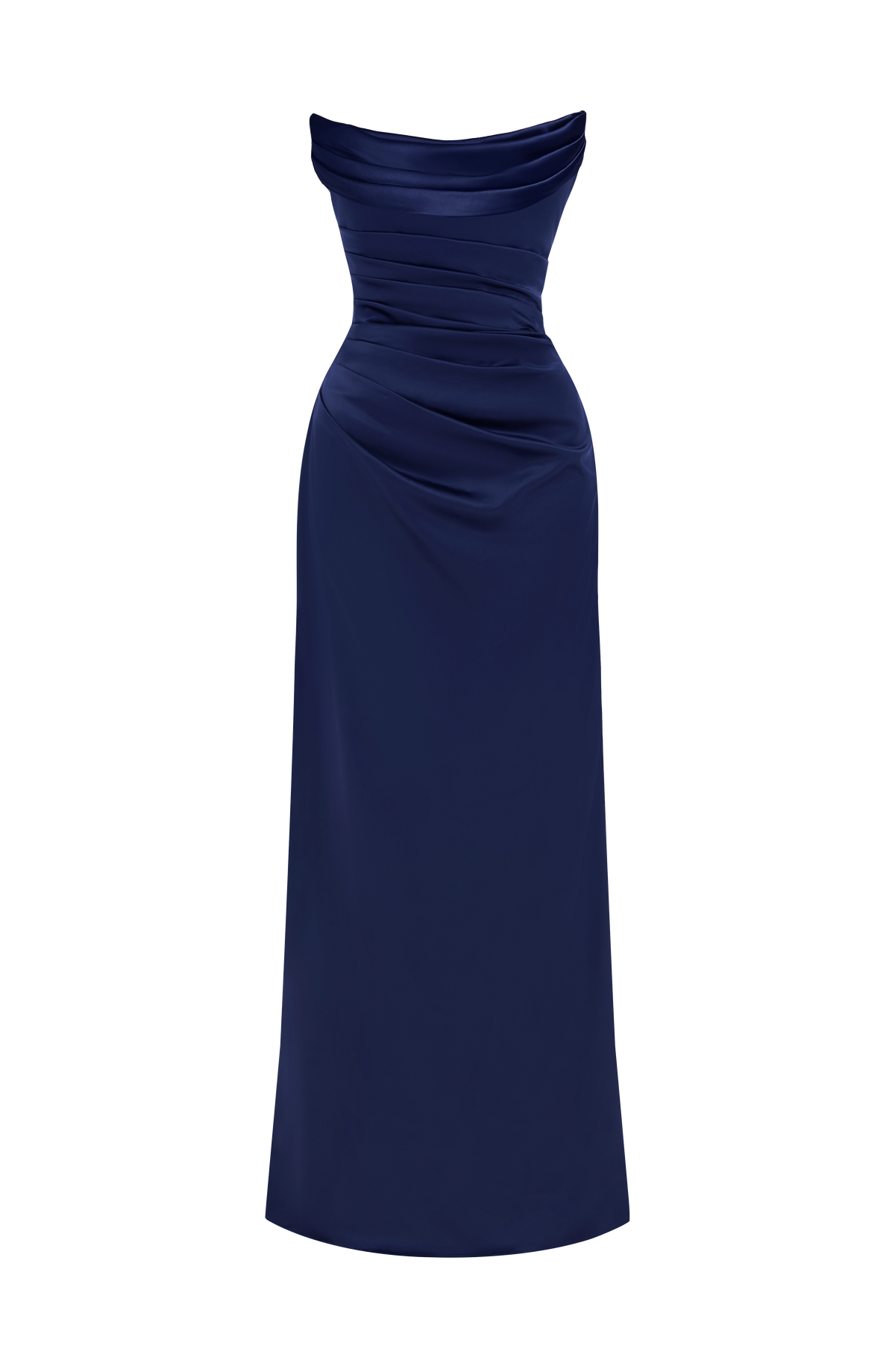 Vega™ - Vestido Largo de Satén Azul Marino