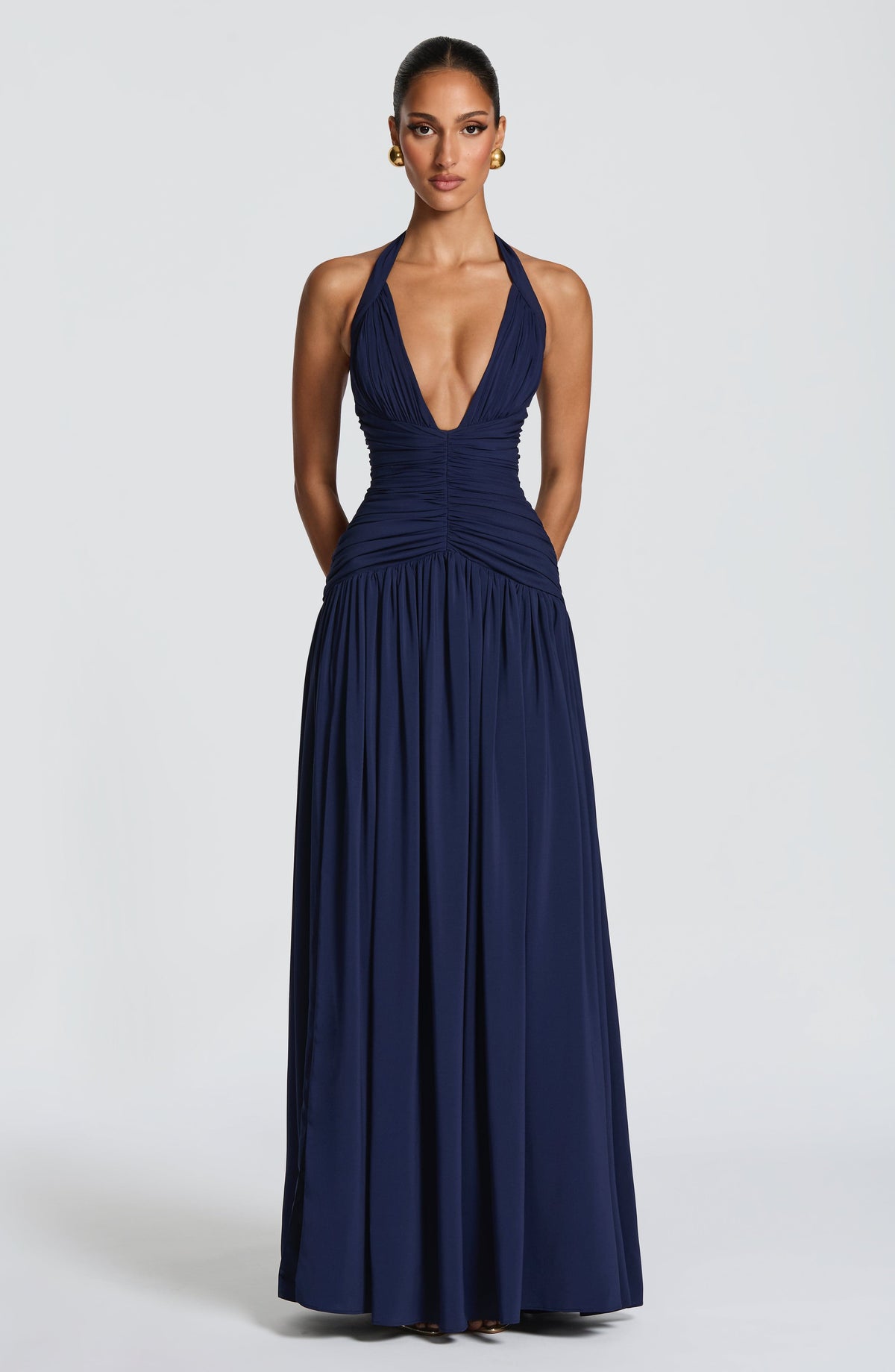 Amaia™ - Vestido Largo de Chifón Azul Marino