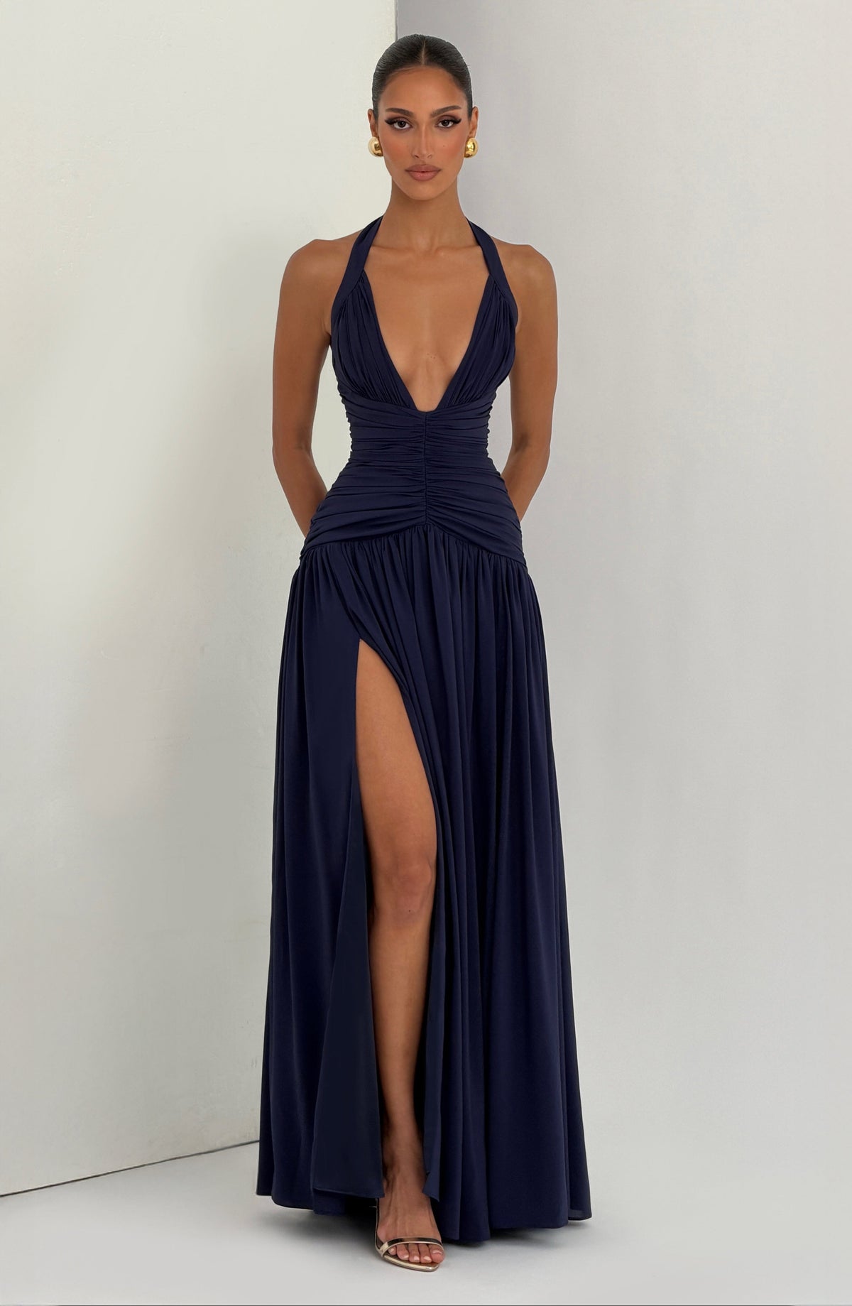 Amaia™ - Vestido Largo de Chifón Azul Marino