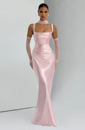 Carlota™ - Vestido Largo de Satén Rosa