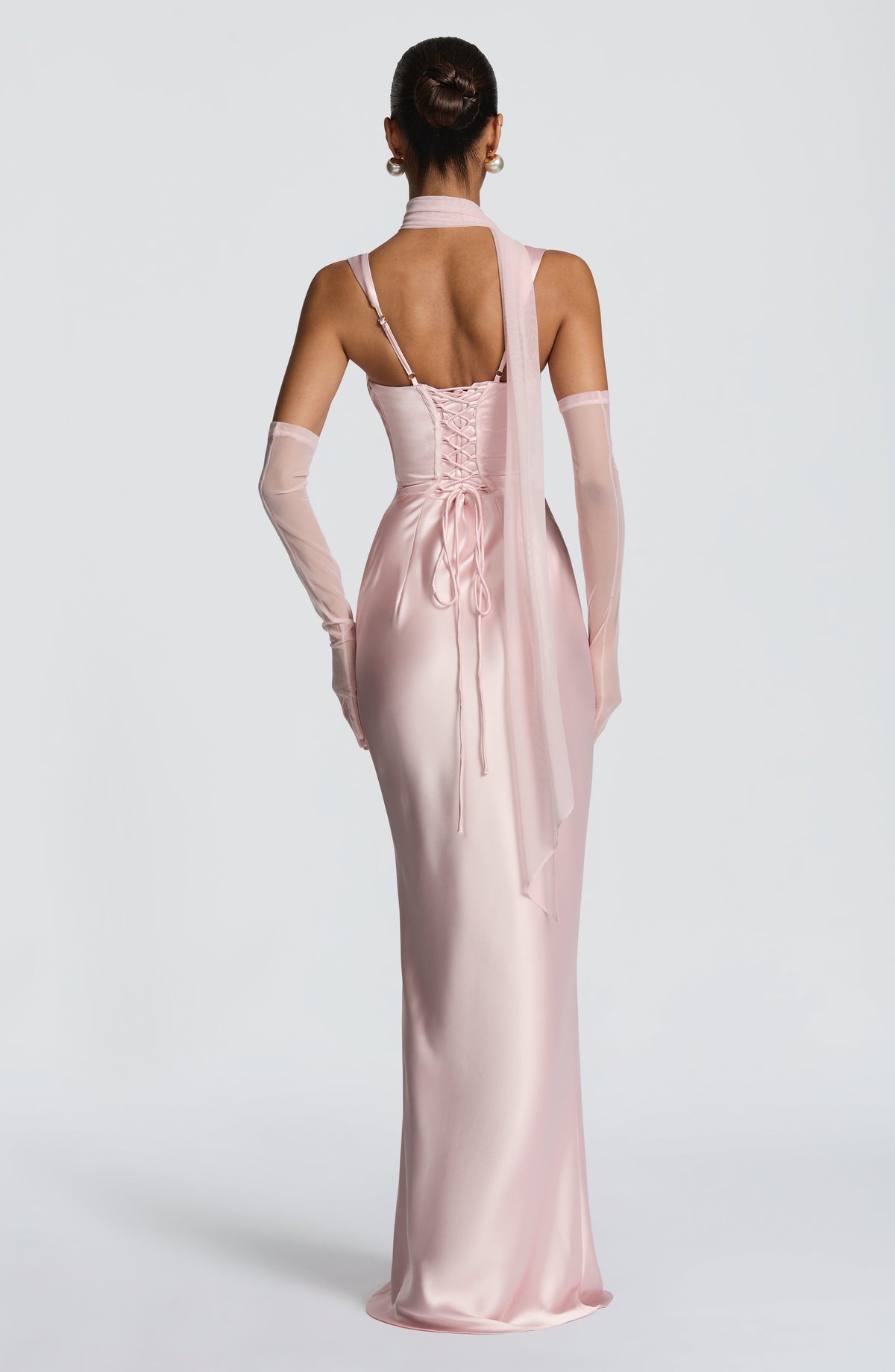 Carlota™ - Vestido Largo de Satén Rosa