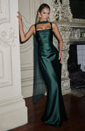 Carlota™ - Vestido Largo de Satén Esmeralda
