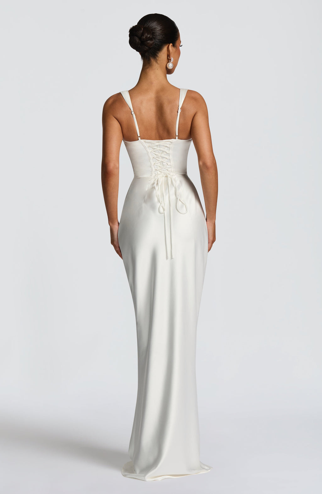 Carlota™ - Vestido Largo de Satén Marfil