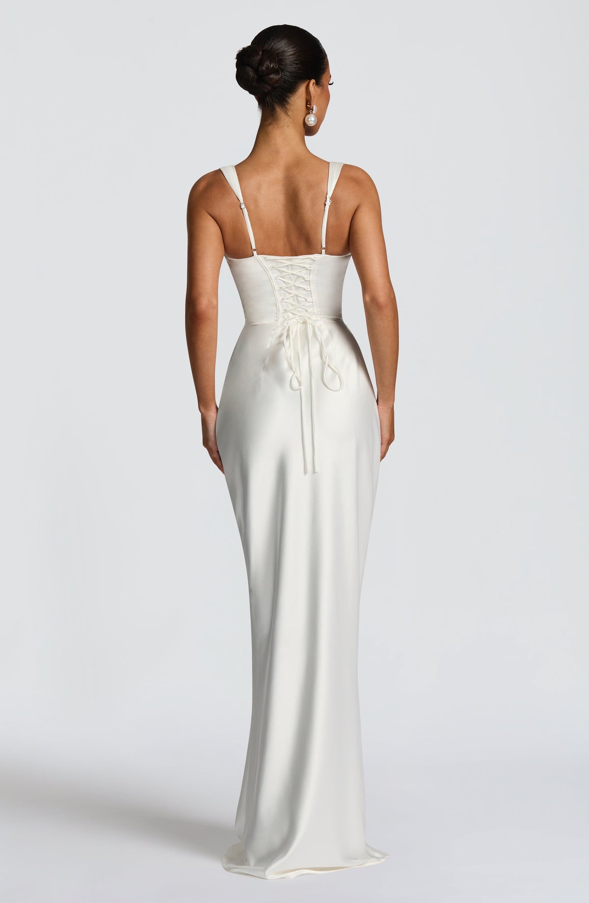 Carlota™ - Vestido Largo de Satén Marfil
