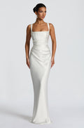 Carlota™ - Vestido Largo de Satén Marfil