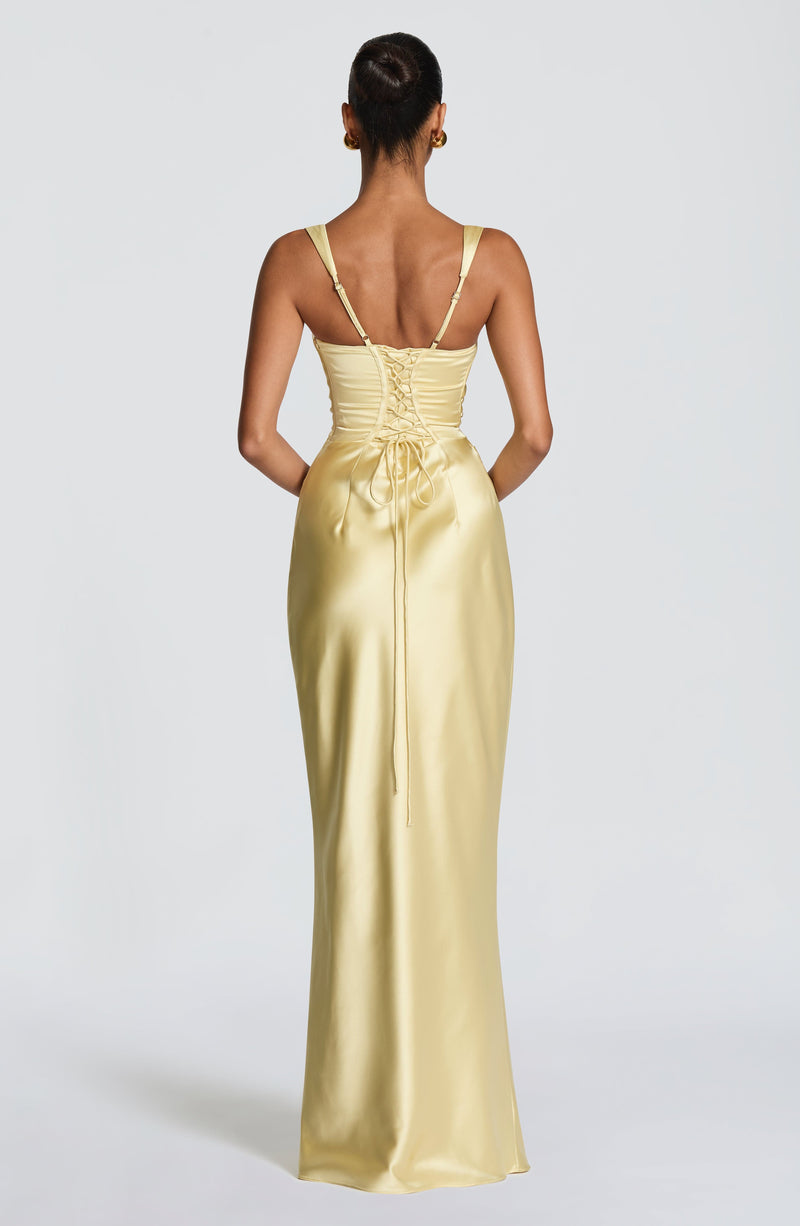 Carlota™ - Vestido Largo de Satén Limón