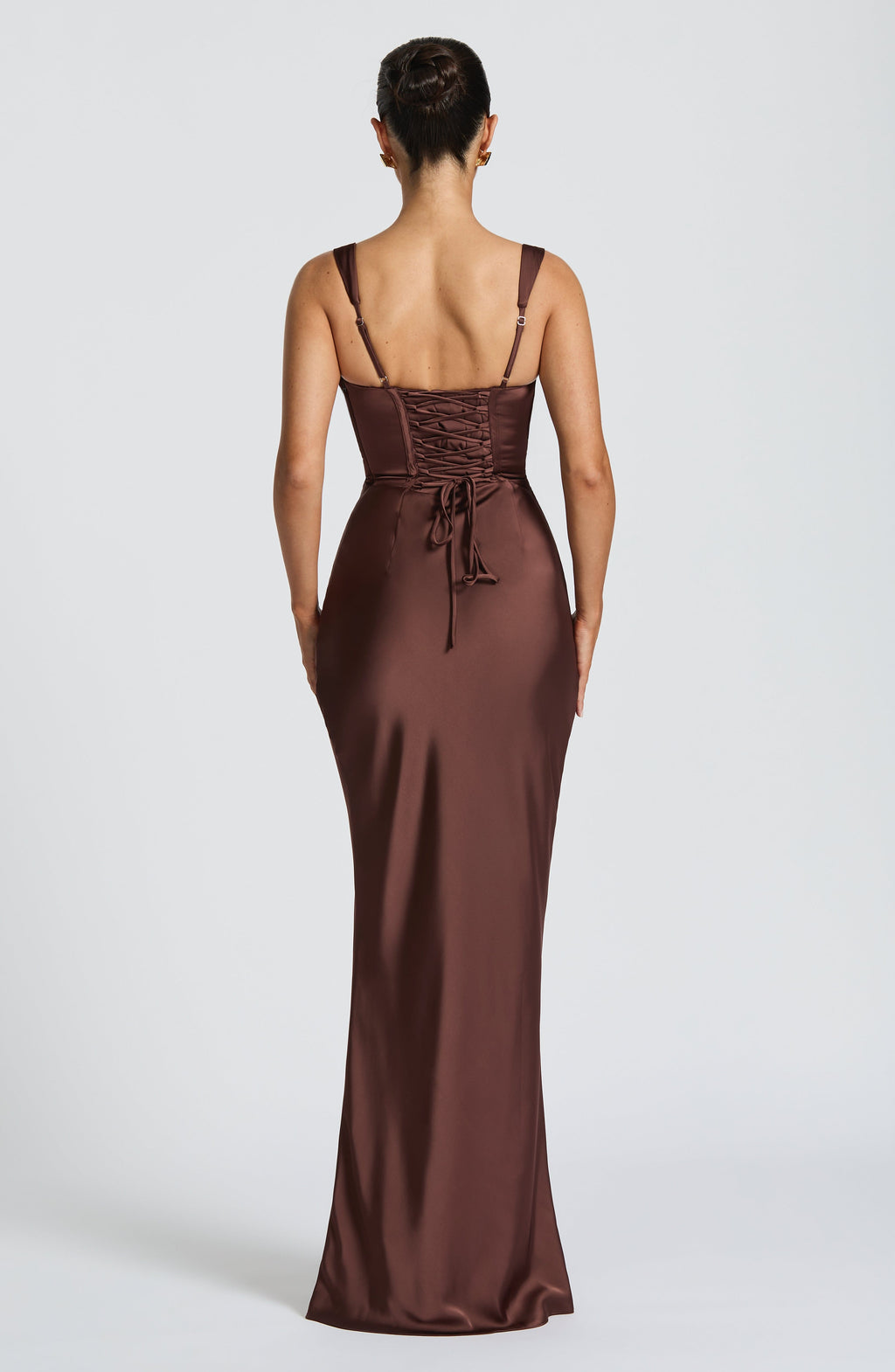Carlota™ - Vestido Largo de Satén Ciruela