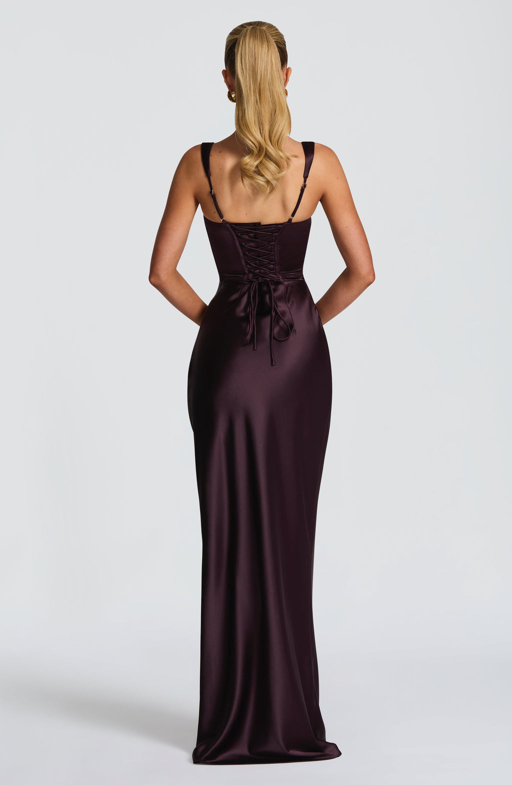 Carlota™ - Vestido Largo de Satén Morado