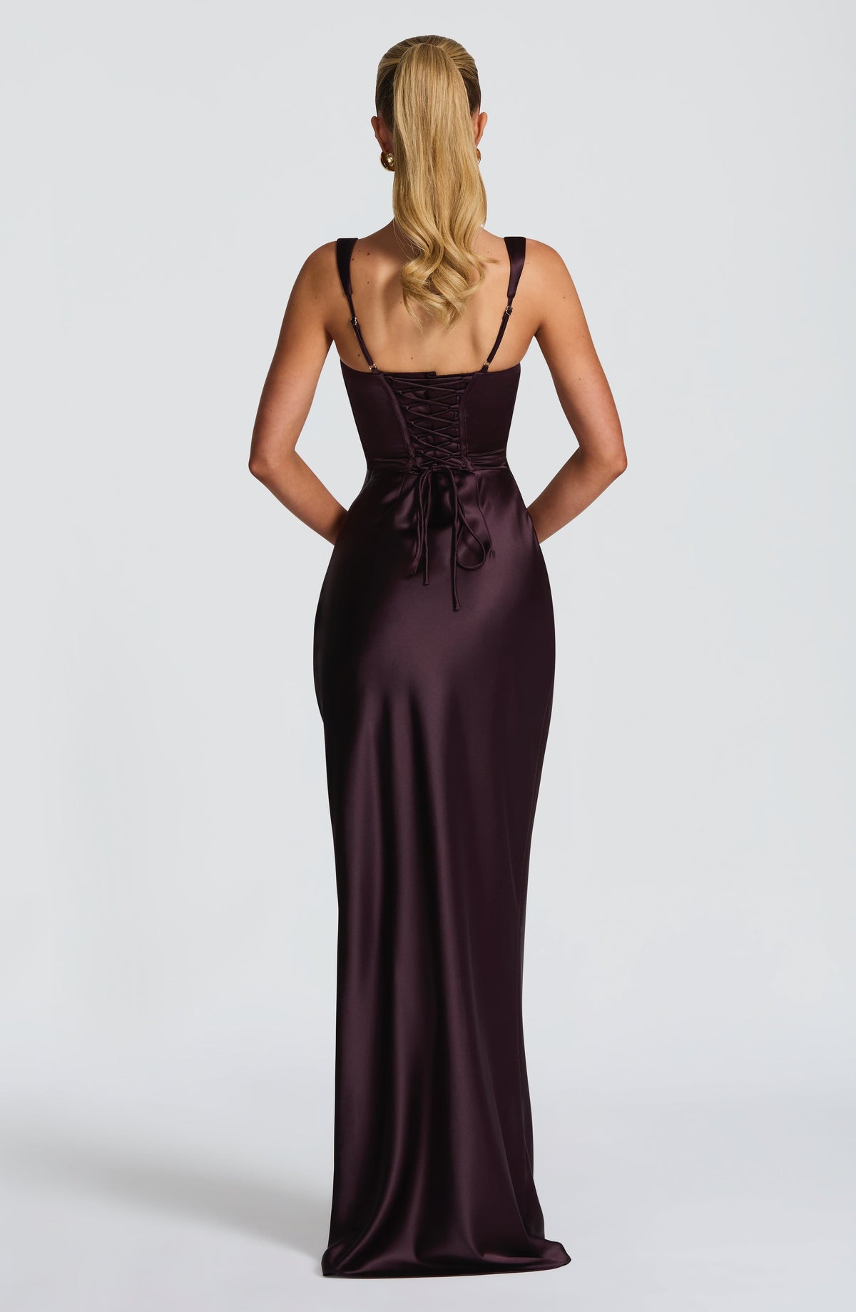 Carlota™ - Vestido Largo de Satén Morado