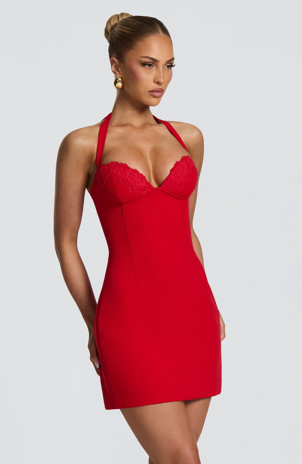 Celia™ - Vestido Corto con Encaje Rojo