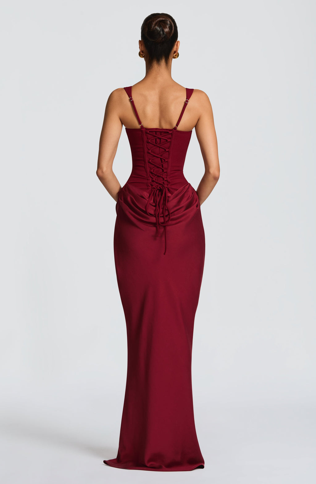 Cornelia™ - Vestido Largo con Corsé Burdeos