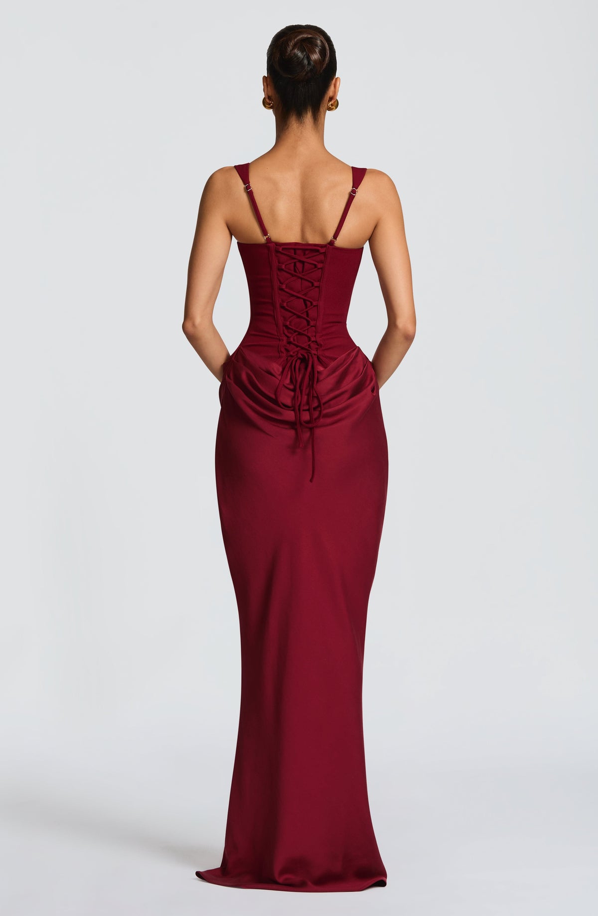 Cornelia™ - Vestido Largo con Corsé Burdeos