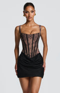 Cornelia™ - Vestido Corto de Encaje Negro