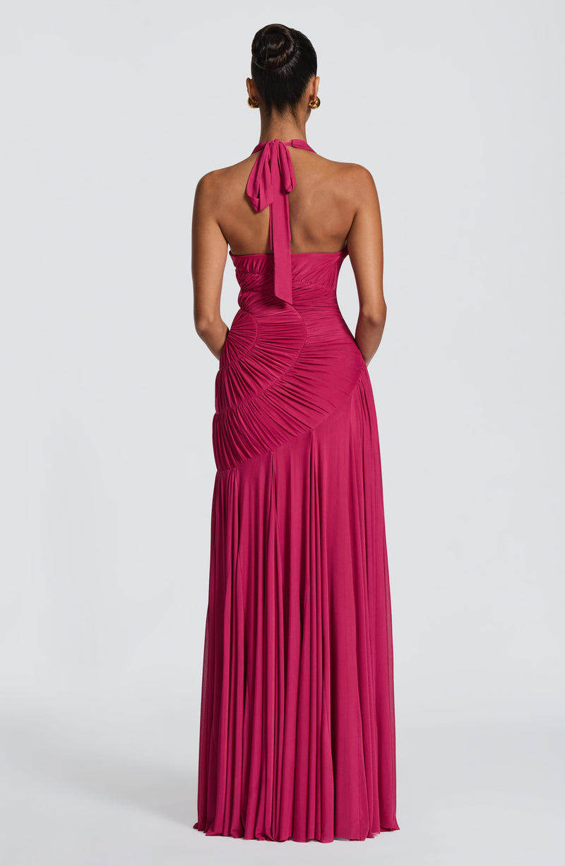 Carmen™ - Vestido Largo de Punto Frambuesa