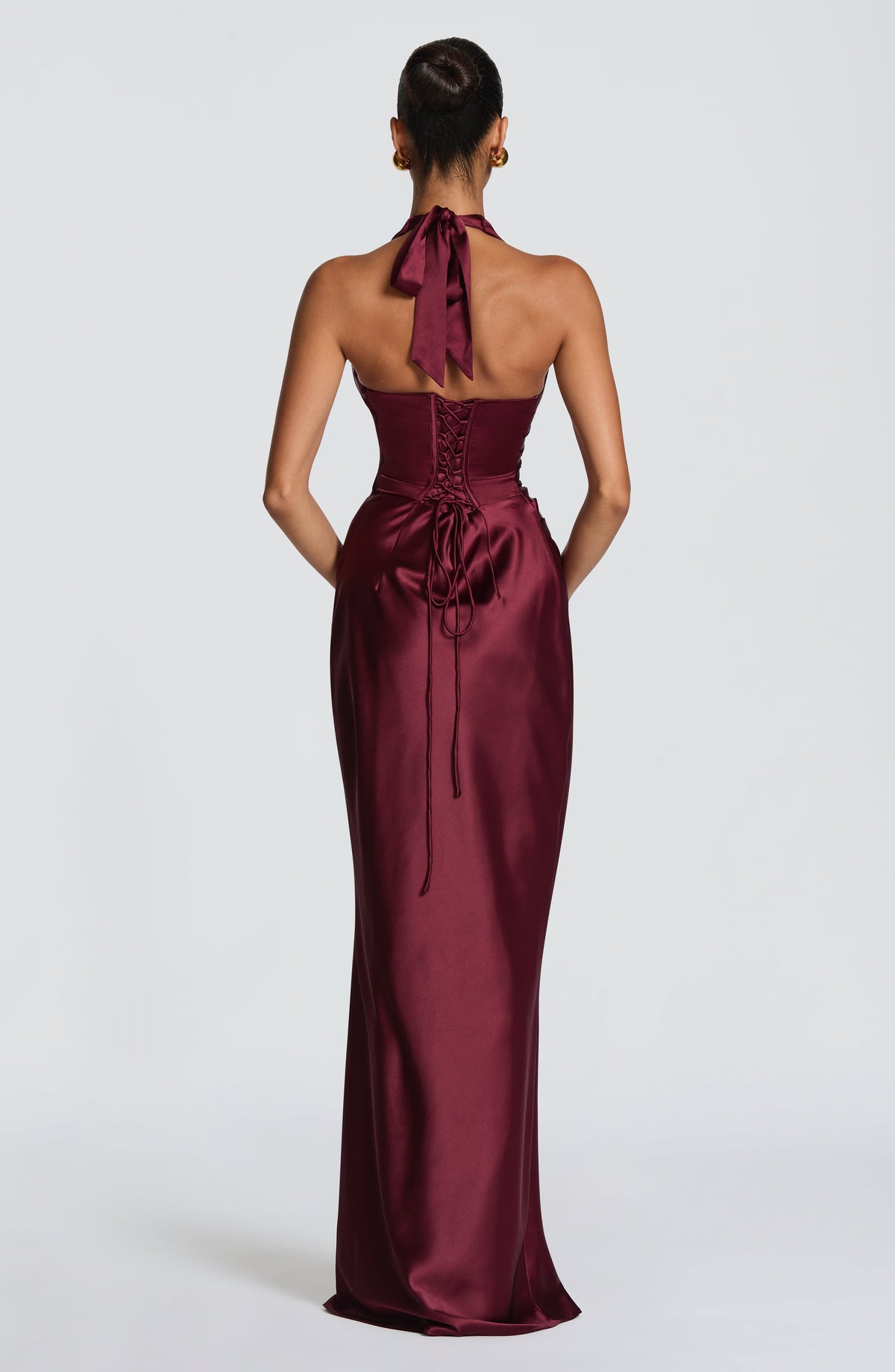 Elena™ - Vestido Largo de Satén Cereza