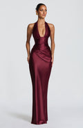 Elena™ - Vestido Largo de Satén Cereza