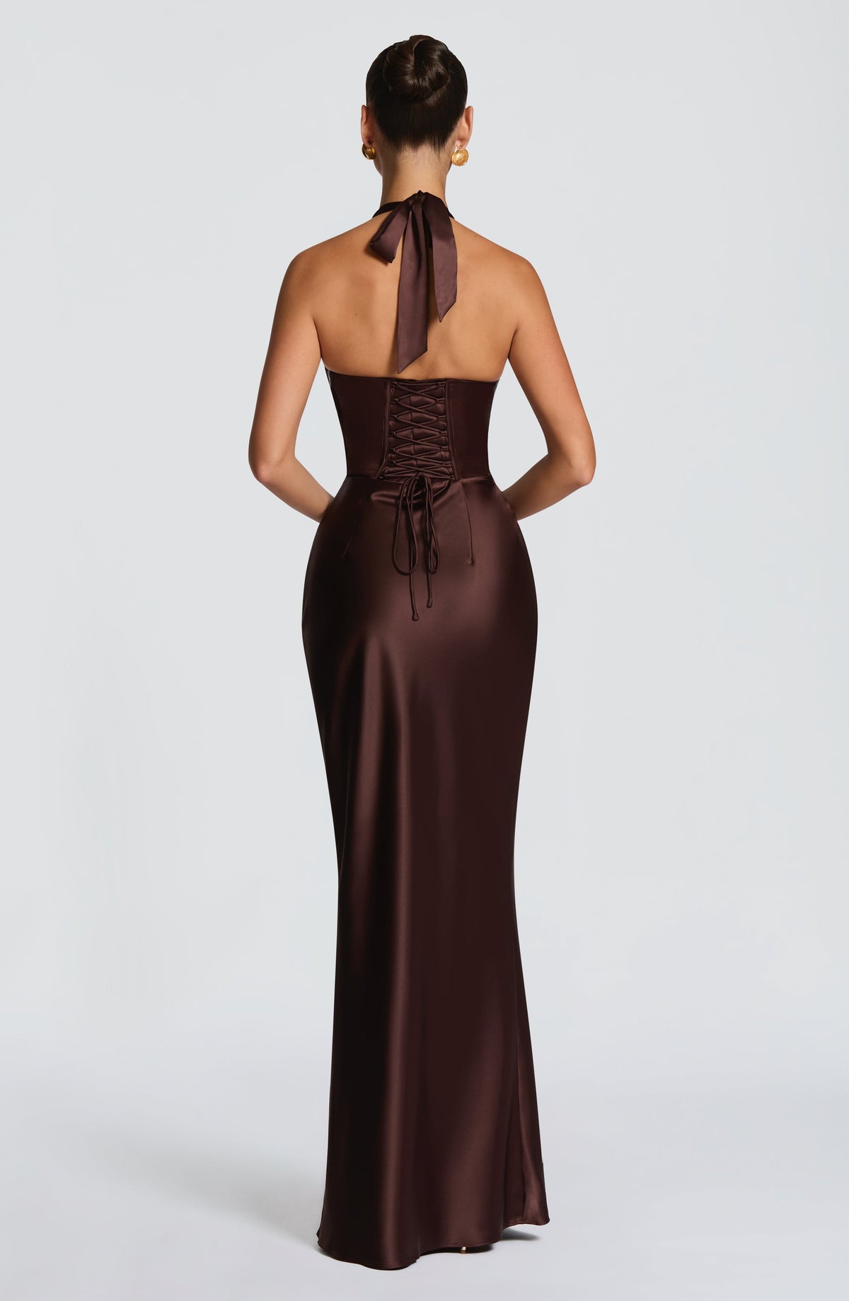 Elena™ - Vestido Largo de Satén Ciruela