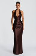 Elena™ - Vestido Largo de Satén Ciruela