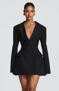 Elvira™ - Vestido Americana de Raya Diplomática Negro