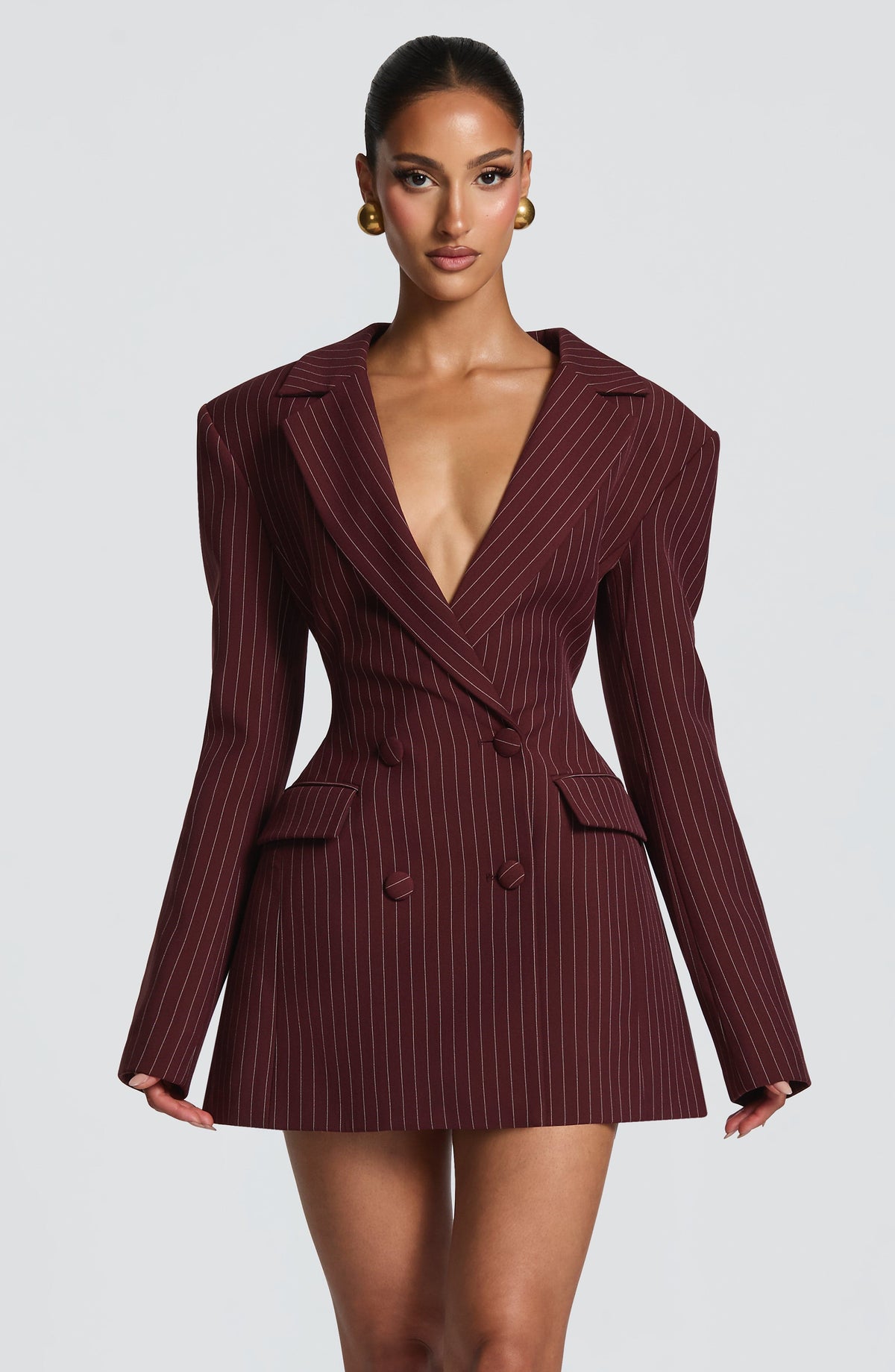 Elvira™ - Vestido Americana de Raya Diplomática Burdeos