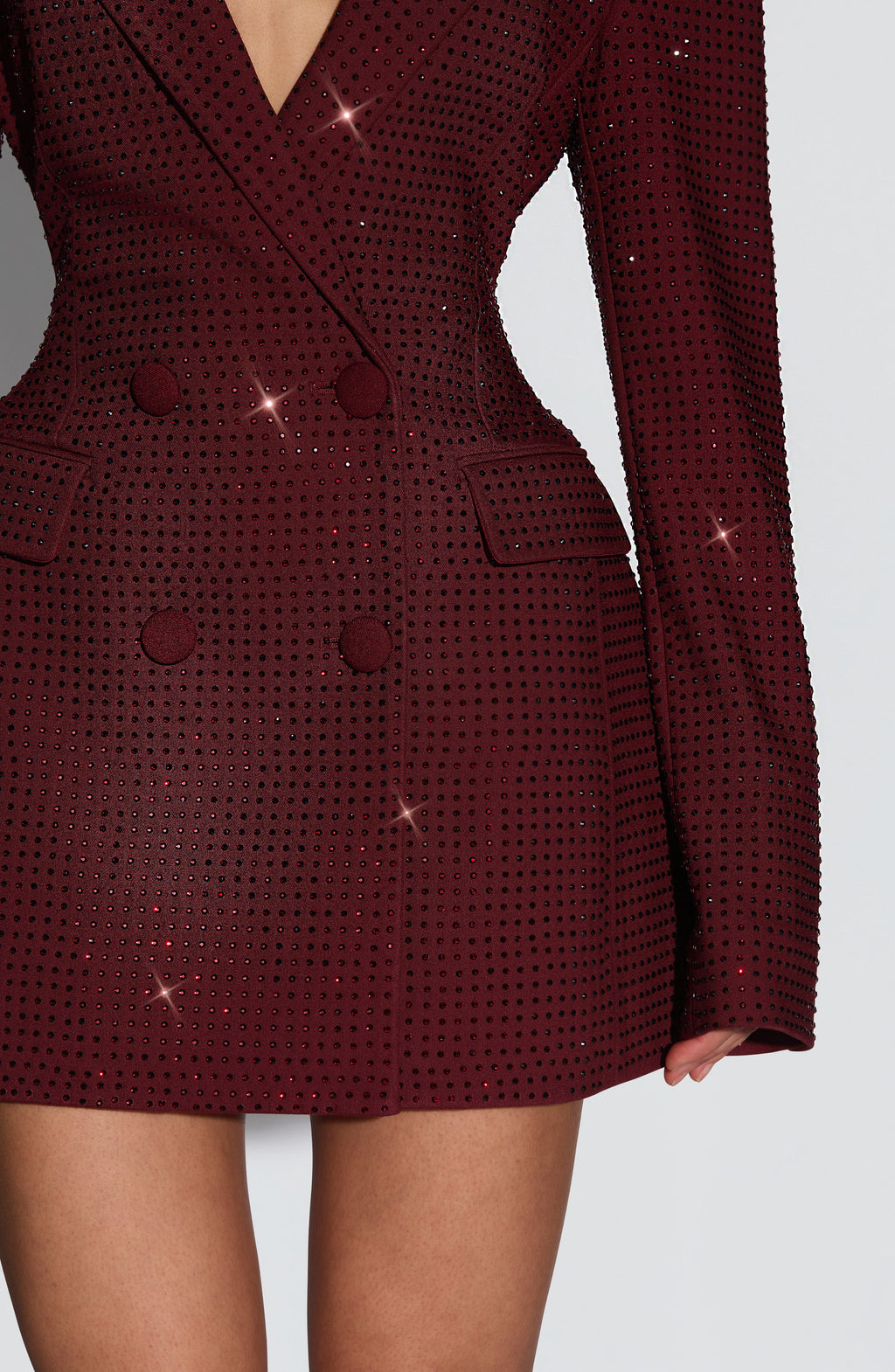 Elvira™ - Vestido Americana con Pedrería Burdeos