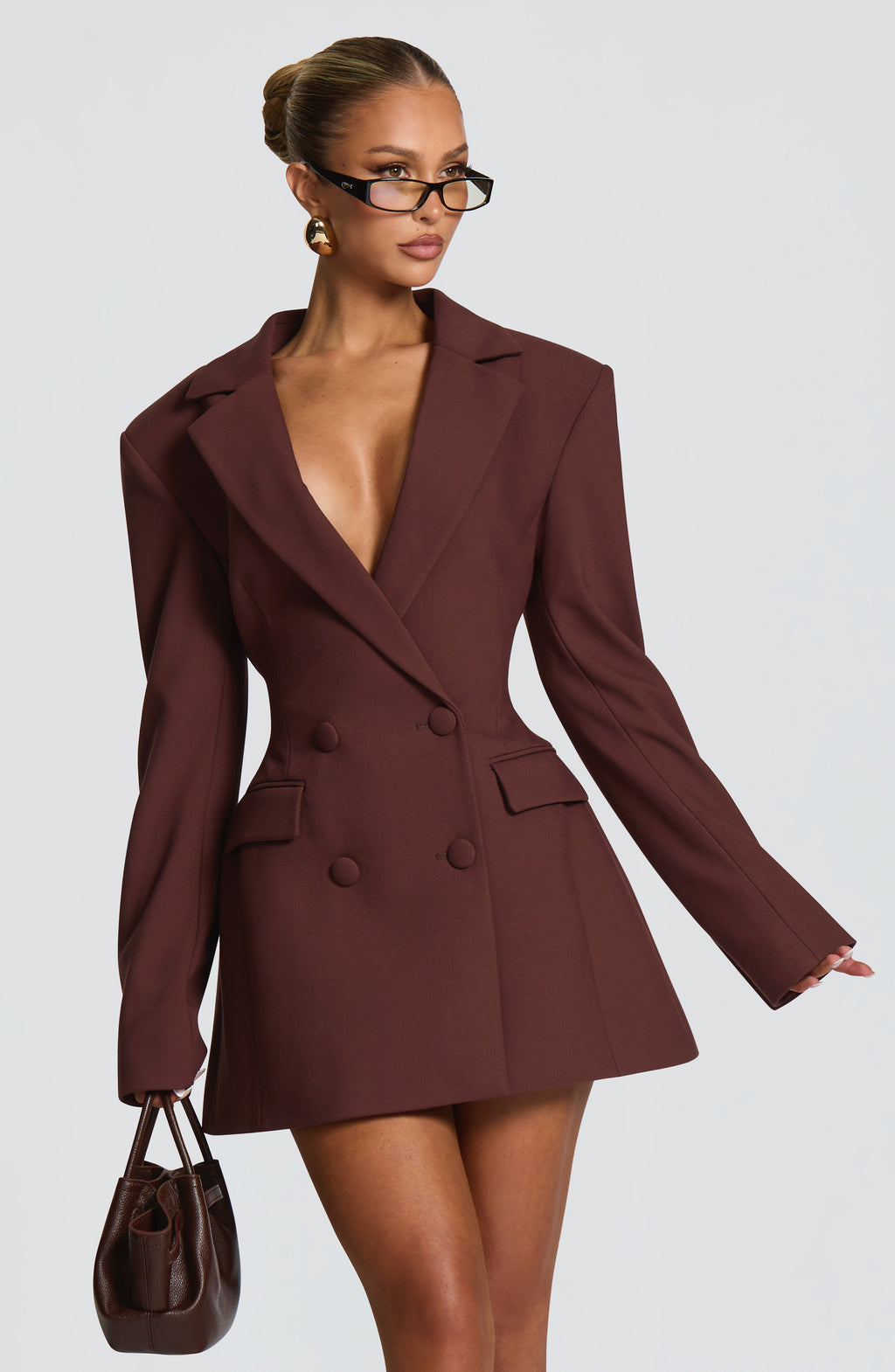 Elvira™ - Vestido Americana Corto Ciruela