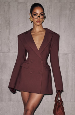 Elvira™ - Vestido Americana Corto Ciruela