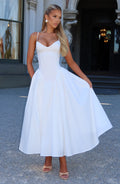 Emma™ - Vestido Midi con Godets Marfil