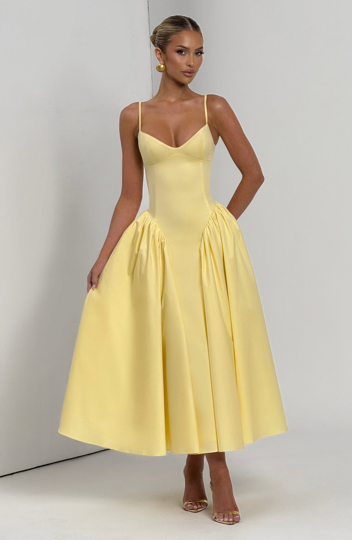 Emma™ - Vestido Midi con Godets Limón