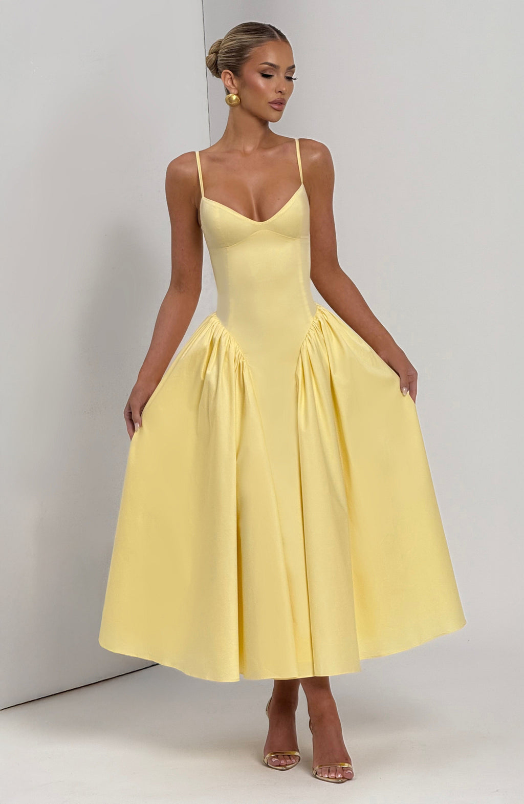 Emma™ - Vestido Midi con Godets Limón