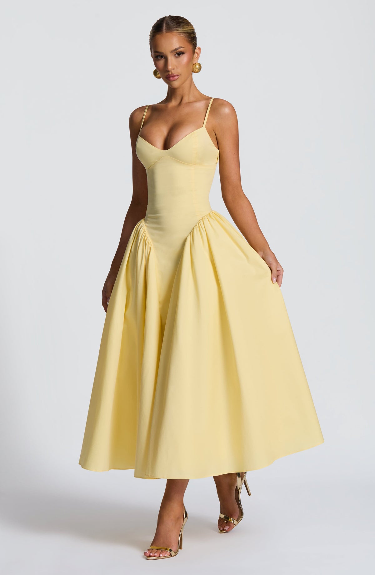 Emma™ - Vestido Midi con Godets Limón