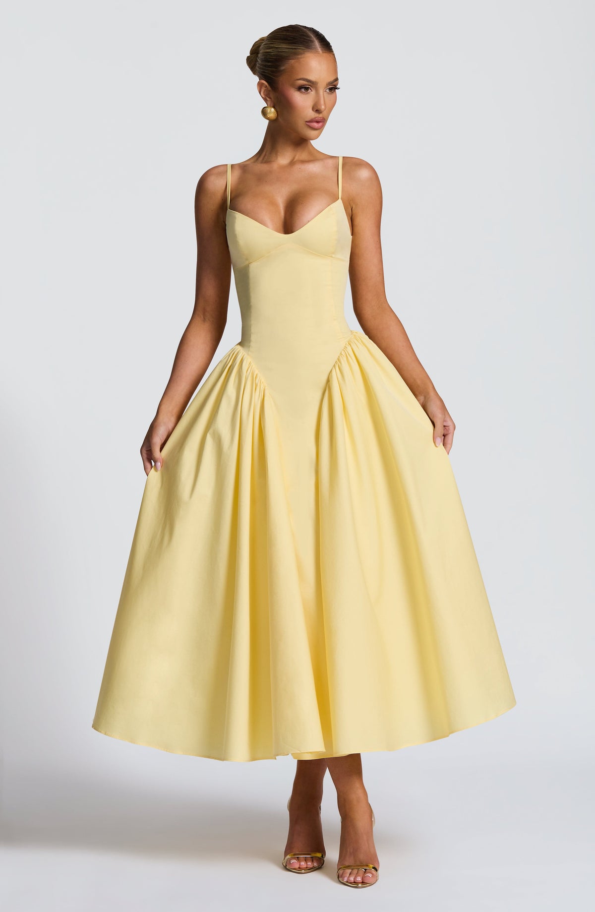 Emma™ - Vestido Midi con Godets Limón