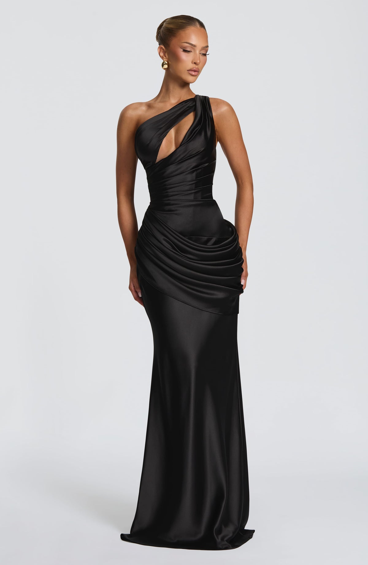 Elvira™ - Vestido Largo Asimétrico Negro