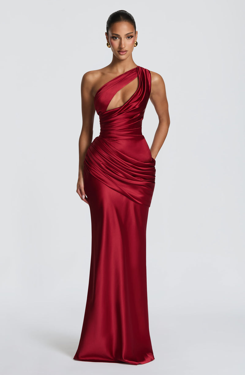 Elvira™ - Vestido Largo Asimétrico Rojo