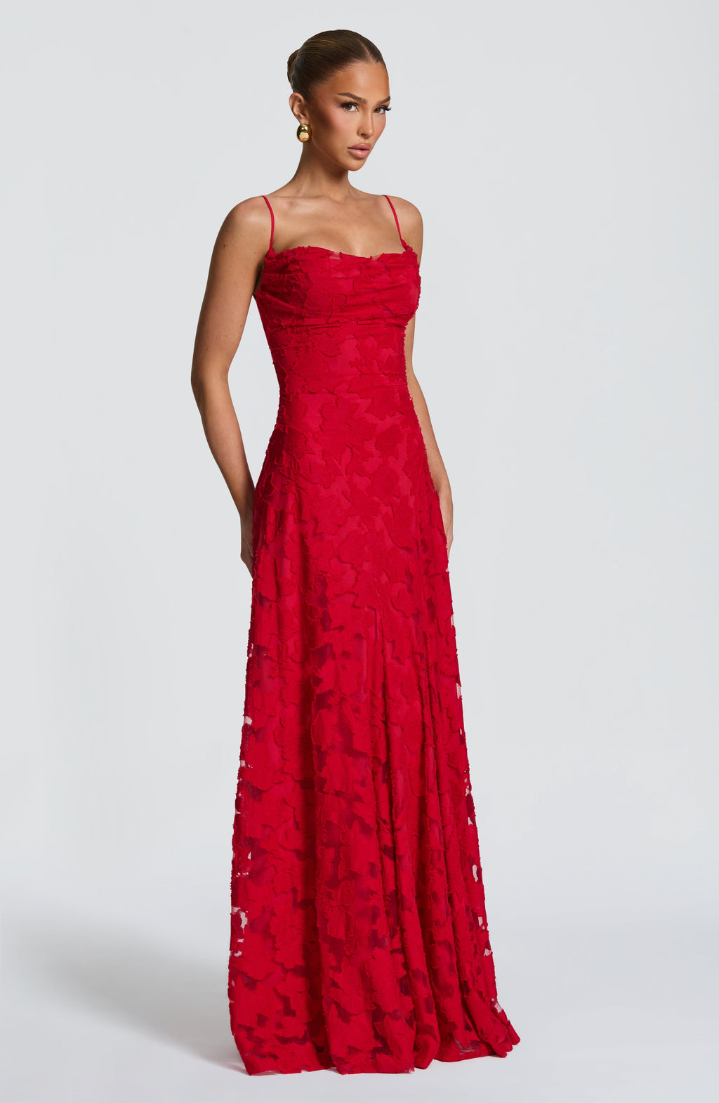 Matilda™ - Vestido Largo Drapeado Rojo