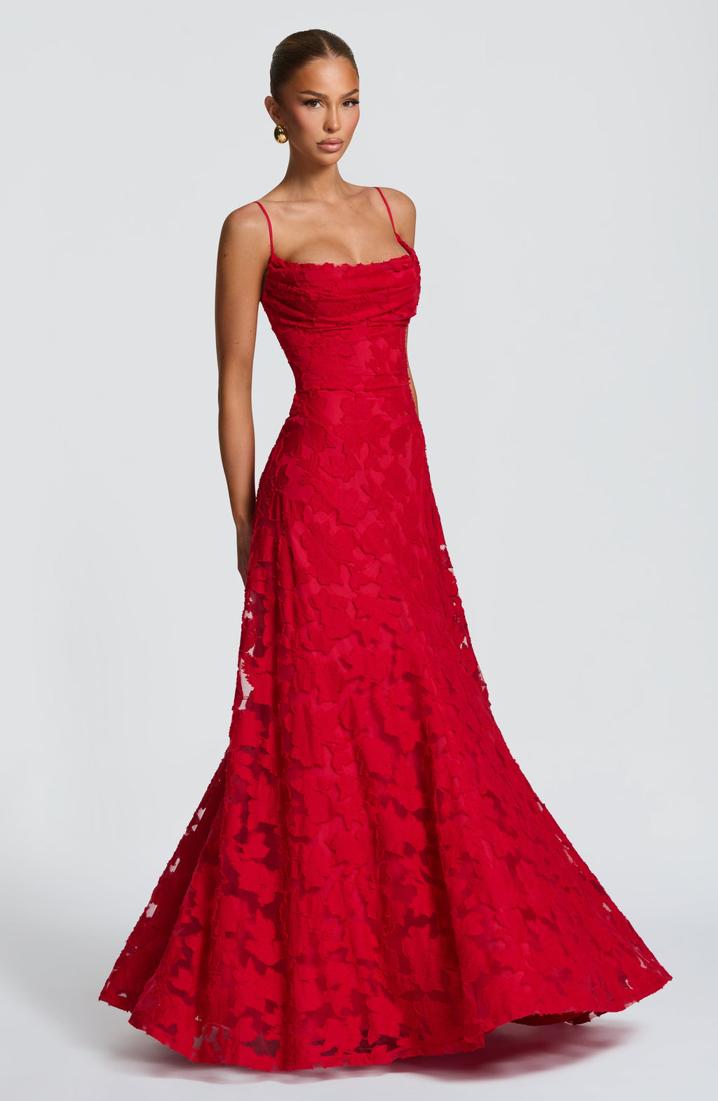 Matilda™ - Vestido Largo Drapeado Rojo