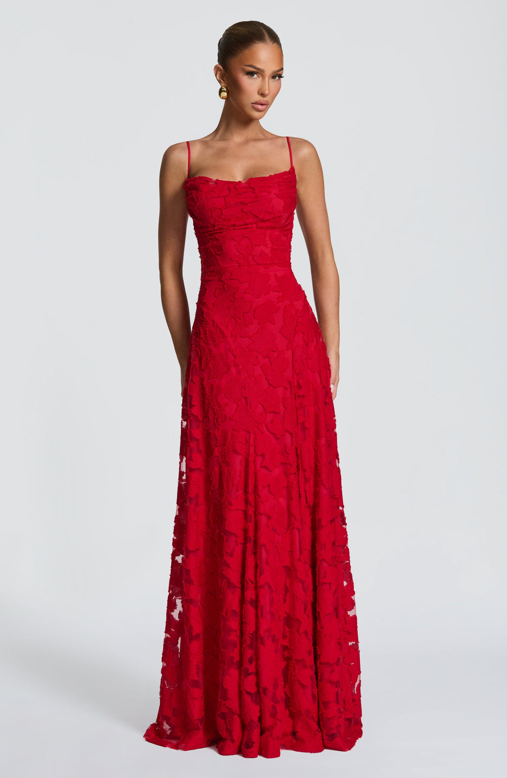 Matilda™ - Vestido Largo Drapeado Rojo