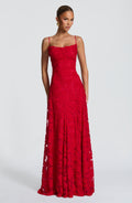 Matilda™ - Vestido Largo Drapeado Rojo