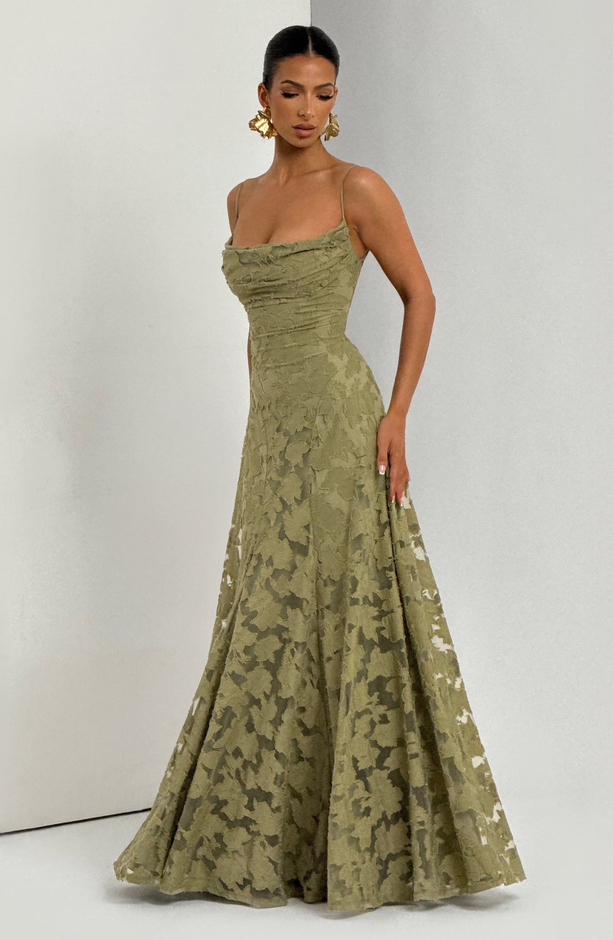 Matilda™ - Vestido Largo Drapeado Salvia