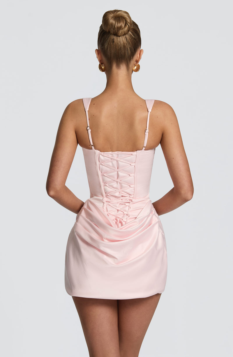 Isabel™ - Vestido Corto de Satén Rosa