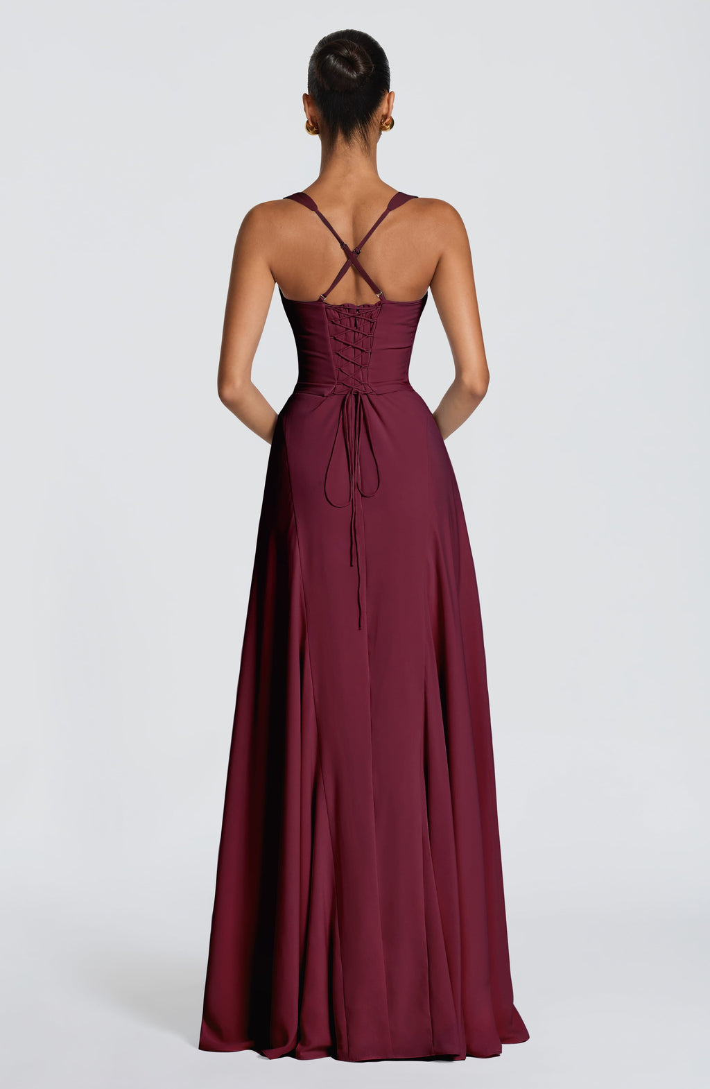 Irene™ - Vestido Largo de Chifón Cereza