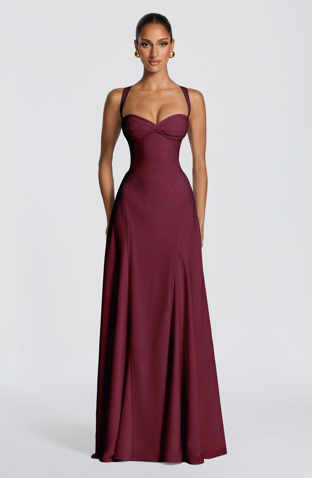 Irene™ - Vestido Largo de Chifón Cereza